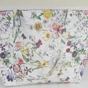 womens tote bag floral white flower pattern